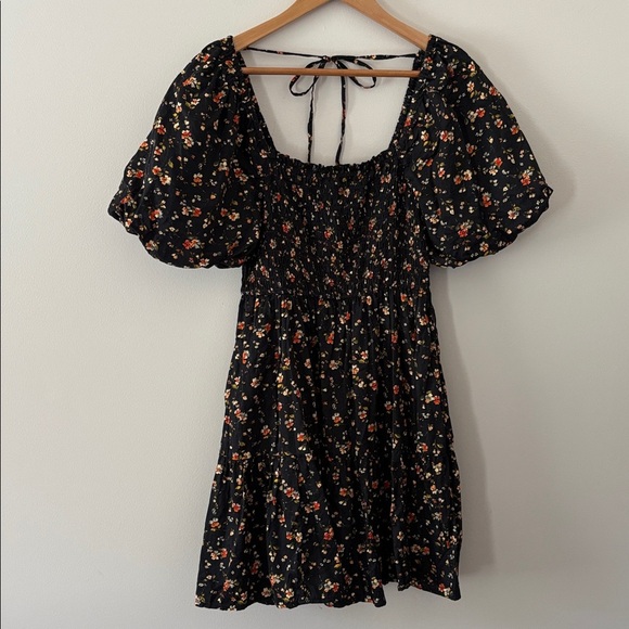 GAP Puff‎ Sleeve Smocked Mini Dress Floral Babydoll Puff Sleeves Size S - Picture 10 of 11